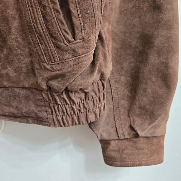 Weekends Mens Vintage 90s Brown Leather Suede Bomber Aviator Flight Jacket XL - Picture 5 of 12